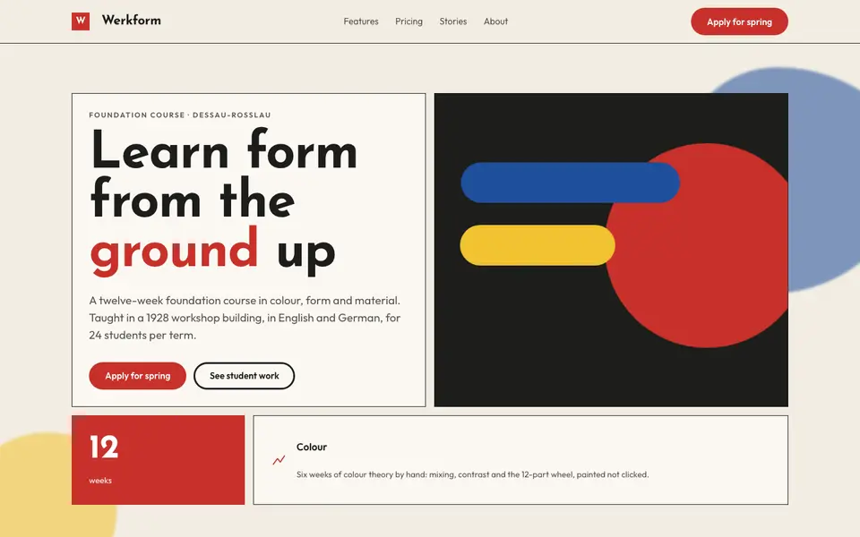 Bauhaus Primary — live preview of the minimal style