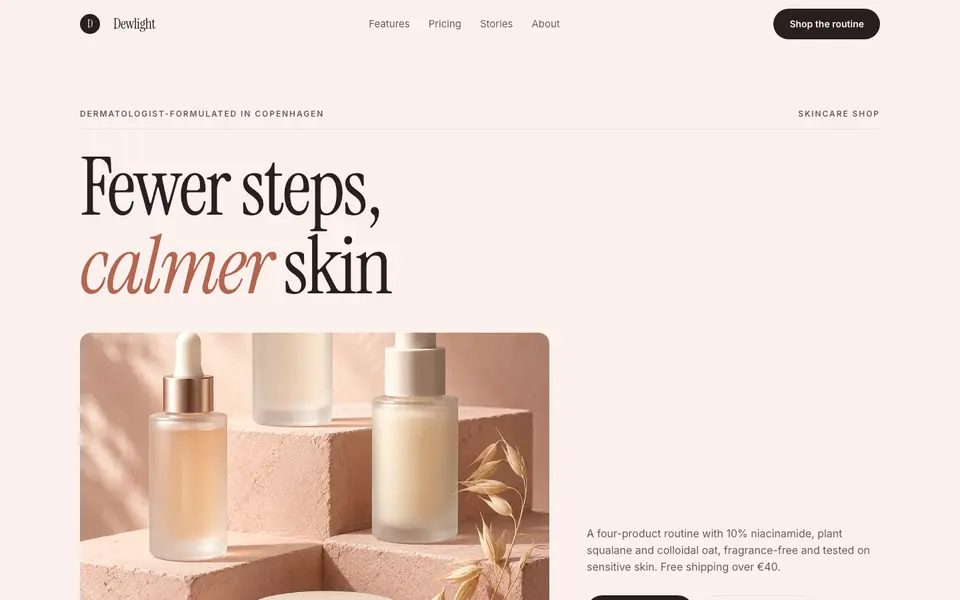 Blush Skincare — live preview of the industry style