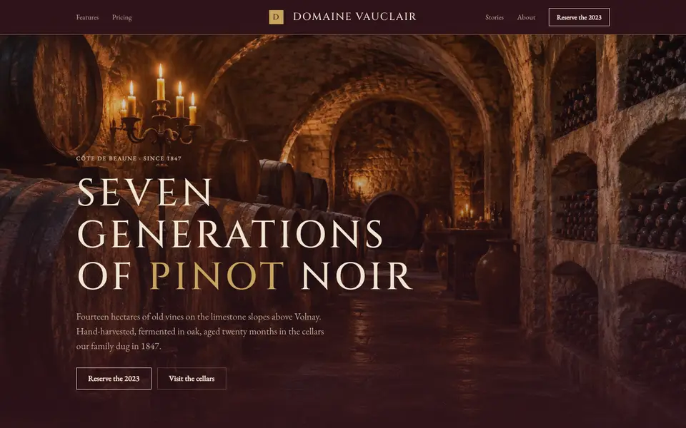Cellar Burgundy — live preview of the editorial style