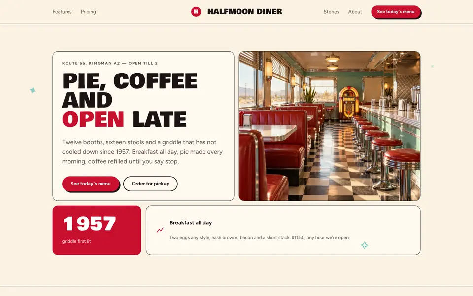 Checker Diner — live preview of the retro style