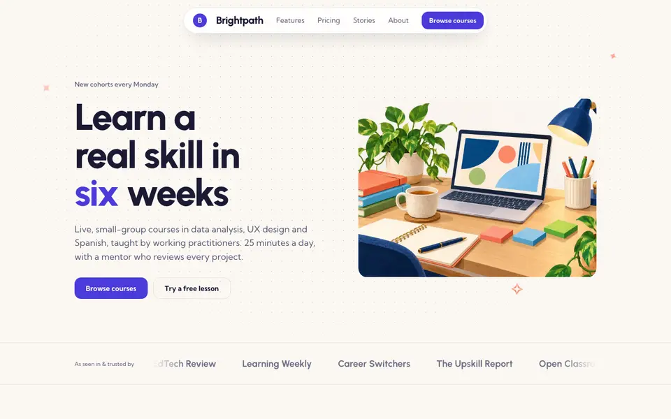 Friendly Courses — live preview of the industry style