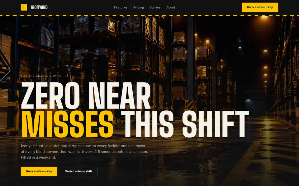 Hazard Industrial — live preview of the brutalist style