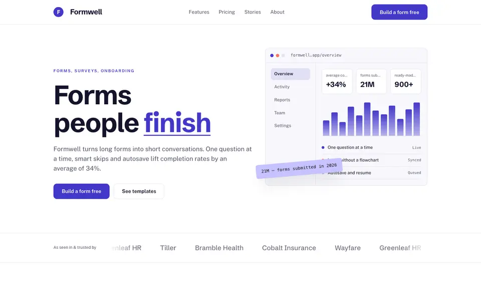 Indigo Clarity — live preview of the saas style