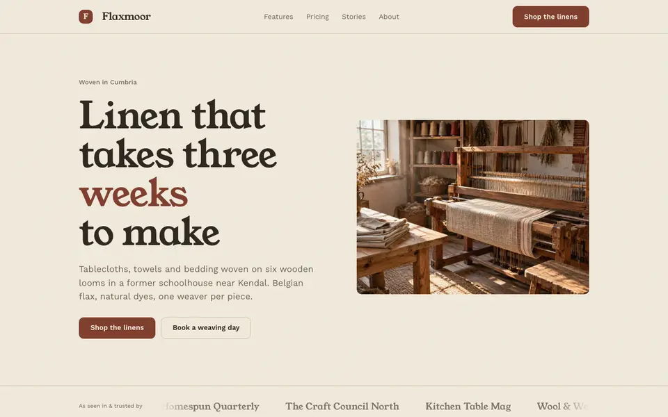 Linen Atelier — live preview of the editorial style