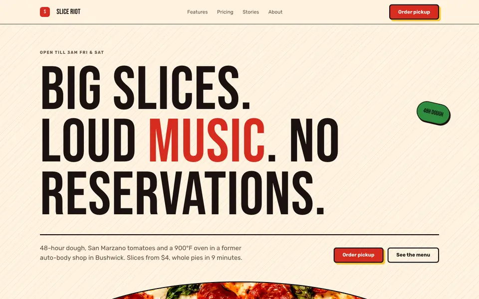 Loud Pizzeria — live preview of the industry style