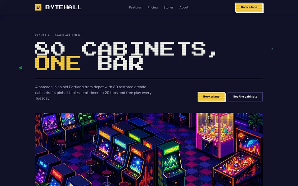 Pixel Arcade — live preview of the retro style