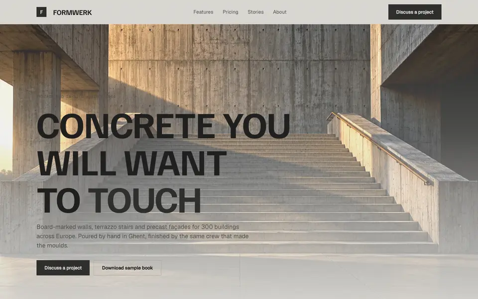 Raw Concrete — live preview of the minimal style
