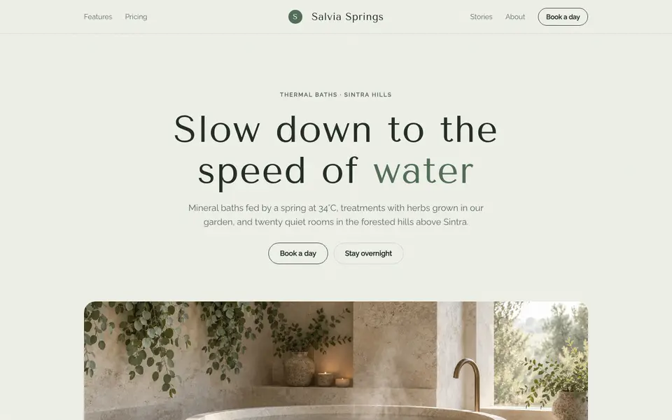 Sage Spa — live preview of the industry style