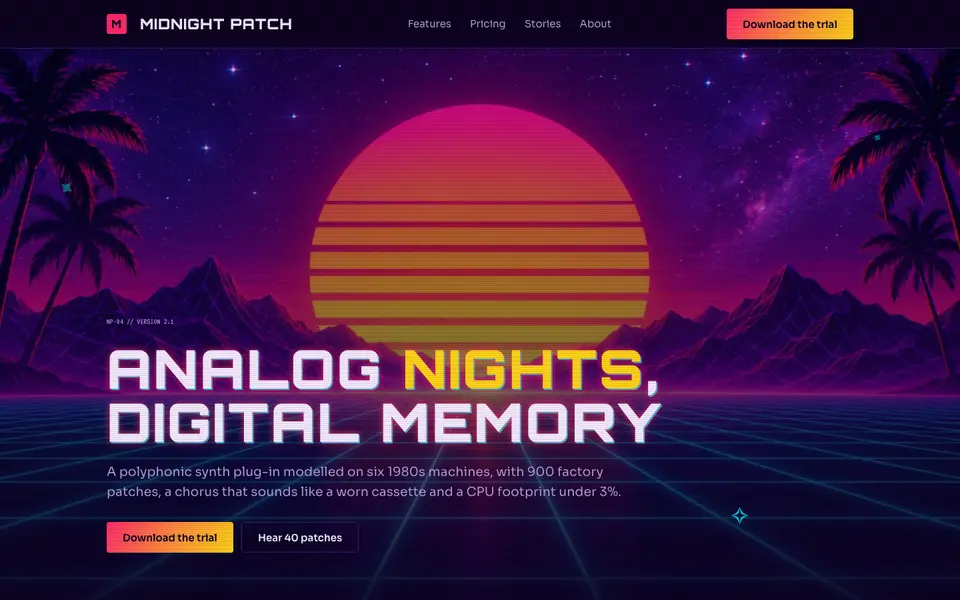 Synthwave Grid — live preview of the retro style