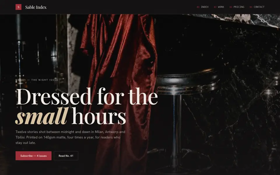 Velvet Noir — live preview of the editorial style