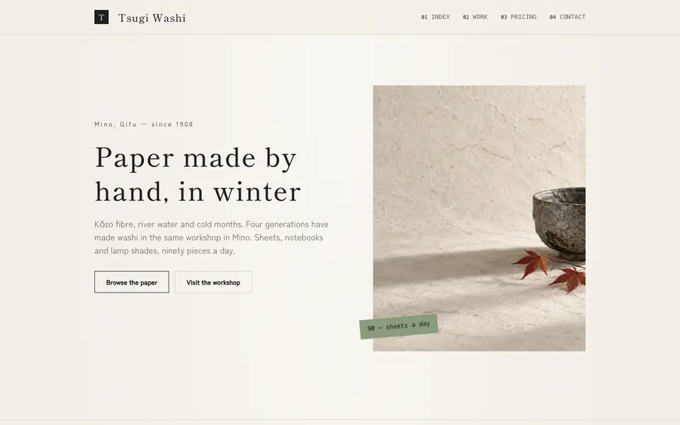 Washi Quiet — live preview of the minimal style